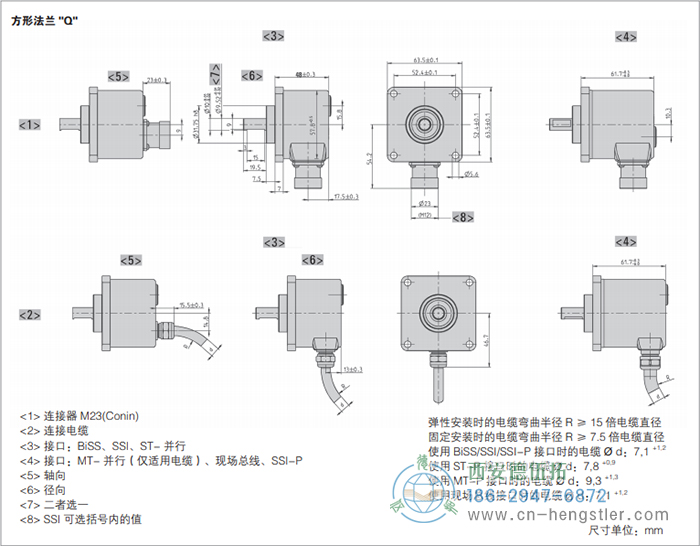 AC58-BiSS/SSI光電絕對(duì)值編碼器(方形法蘭Q) 德國(guó)hengstler(亨士樂(lè))編碼器