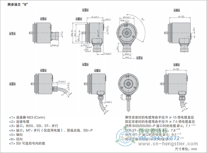 AC58-SUCOnet標準光電絕對值型編碼器外形及安裝尺寸(同步法蘭S) 德國hengstler(亨士樂)編碼器