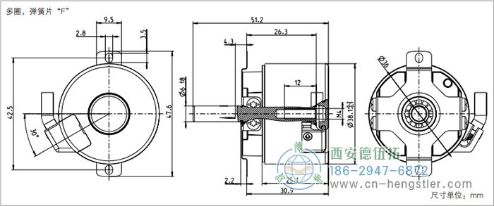 AD34電機(jī)反饋系統(tǒng)光電絕對(duì)值編碼器外形及安裝尺寸(多圈，彈簧片F(xiàn)) 德國(guó)hengstler(亨士樂)編碼器