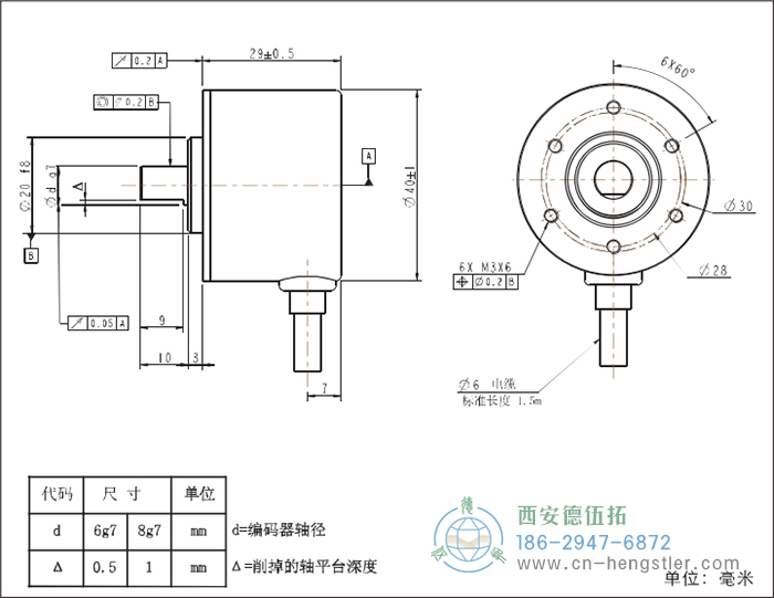 RI41-EO通用光電實心軸增量型編碼器外形及安裝尺寸8-2 德國hengstler(亨士樂)編碼器