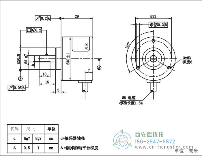 RI41輕載光電增量型編碼器外形及安裝尺寸16-3 德國hengstler(亨士樂)編碼器